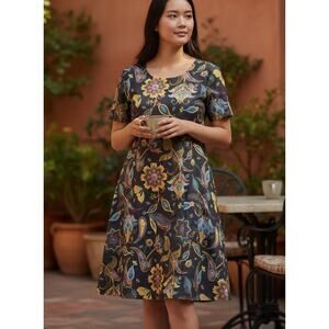 NEW LBisse Dress Womens Large Multicolor Paisley Floral A Line Made In USA Boho